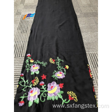 Formal Black 100 Polyester Wool Peach Embroidery Fabric